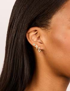 Ear Stacks: Gold Cubic Zirconia Evil Eye & Cross Earrings 3-Pack