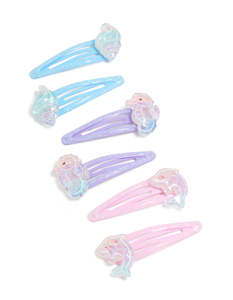 Kids Hair Accessories: Kids Ocean Glitter Snap Clips 6-Pack