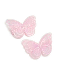 Kids Pink Sheer Fabric Butterfly Clips 2-Pack