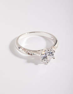 Engagement Rings: Silver Plated Twisted Ring with Cubic Zirconia