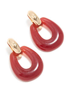 Red: Gold & Red Acrylic Doorknocker Drop Earrings