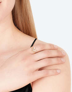 Bands: Gold Plated Cubic Zirconia Butterfly Double Band Ring