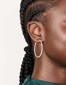 Surgical Steel Textured Hoop Earrings 40 MM
