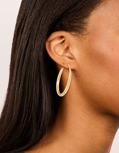 Gold Plated Surgical Steel Crossover Hoop Earrings 40 MM