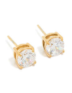 Surgical Steel Earrings: Gold Plated Surgical Steel 6mm Prism Stud Earrings