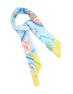 Bandanas Hair Scarves: Blue Fabric 'Paradise' Vacation Print Scarf