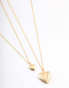 Gold Plated Hearts Necklaces 2-Pack