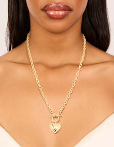 Gold Necklaces: Gold Plated Heart Charm Necklace