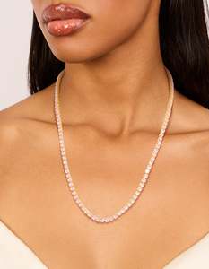 Gold Necklaces: Gold Dainty Cubic Zirconia Tennis Necklace