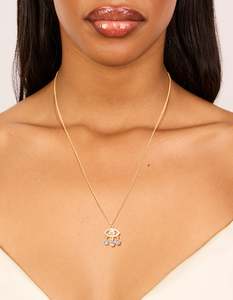 Gold Plated Blue Cubic Zirconia Evil Eye Pendant Necklace
