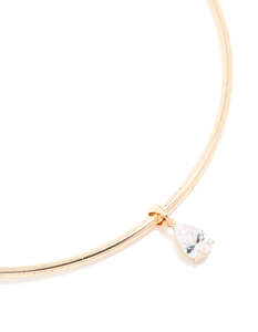 Gold Necklaces: Gold Cubic Zirconia Centre Collar Tube Necklace