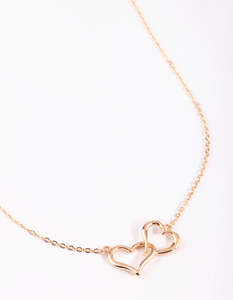 Gold Interlocked Hearts Necklace