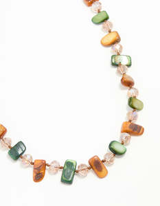 Green & Neutral Beaded Necklace
