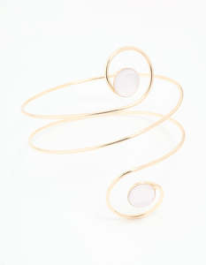 White: Gold Clear Gem Swirl Arm Cuff