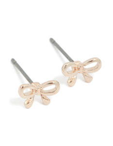 Rose Gold Earrings: Rose Gold Petite Bow Stud Earrings