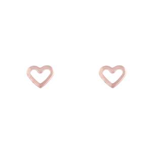 Rose Gold Earrings: Rose Gold Open Heart Stud Earrings