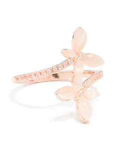 Rose Gold Fashion: Rose Gold Cubic Zirconia Open Butterfly Ring