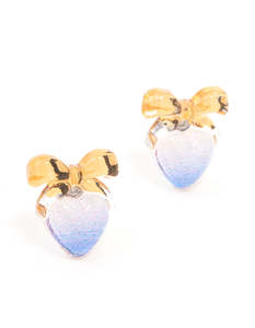 Purple: Blue Bow Heart Stud Earrings
