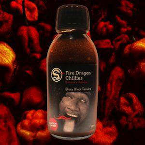 Fire Dragon Chillies: Fire Dragon Chillies Bhuty Black Taniwha Hot Sauce 125ml