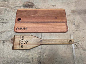 Low 'N Slow BBQ - Karri Wood Cheese Board and Scraper Combo