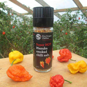Nz Made Rubs: Best Before Date Clearance - Fire Dragon Chillies Manuka Smoked Super Hot Chilli Salt 100g