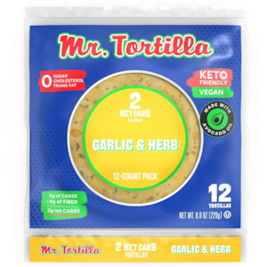 2 NET CARB TORTILLAS GARLIC & HERB 12 piece