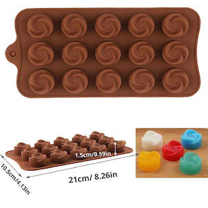 Baking Equipment: 15 Mould Silicone Tray for Baking and Treats- SWIRL CIRCLE