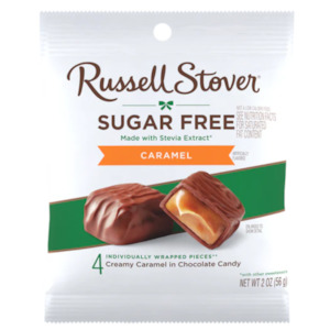 Russell Stover Sugar Free Peg Bag Candy - Caramel 56g