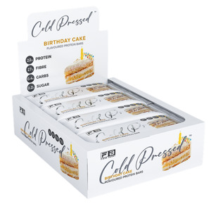 FIBRE BOOST BIRTHDAY CAKE 60g x 12 BOX BUNDLE Cold Pressed Protein Bar -