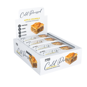 Best Sellers: FIBRE BOOST Apple Crumble 60g x 12 BOX BUNDLE Cold Pressed Protein Bar -