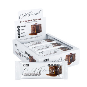 Low Calorie: FIBRE BOOST Sticky Date Pudding 60g X 12 BOX BUNDLE Cold Pressed Protein Bar