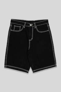 Short: Baggy Denim Short - Leather Patch