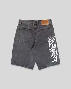 Denim: Baggy Denim Short - Big Tag Script