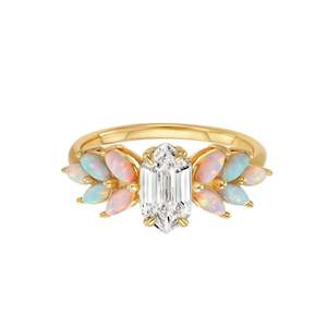 La Kaiser: Pink Opal Ombre and Topaz Lotus Ring