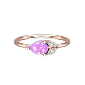 La Kaiser: Rose Gold Pink Opal Leaflet Ring