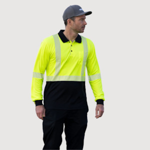 Hi Vis Safety Wear: Hi Vis Recycled Day/Night Long Sleeve Polo