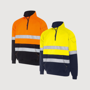 Hi Vis Outerwear: Mack 2T Taped 1/4 zip RecycledPoly Fleece Jumper