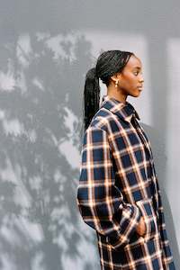 LUC | Ariana Coat | Navy Plaid