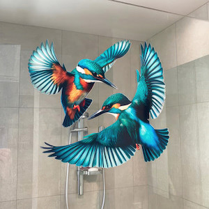 SPECIAL - TWIN Kingfisher decal for glass 40 x 36cm