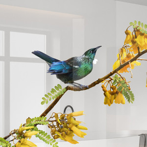 SPECIAL - Tui on Kowhai large glass decal 820 x 1020mm