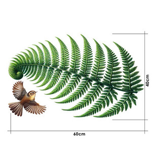 SPECIAL - Single left facing fern glass decal with single Fantail 40 x 60cm