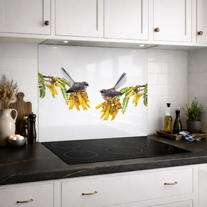 SPECIAL Fantail on Kowhai 900 x 750mm DIY install printed glass splashback