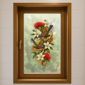 SPECIAL - 'Summertime Fantails' decal for glass - 40 x 20cm