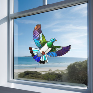 Stained glass look SINGLE Kereru decal 40 X 40cm
