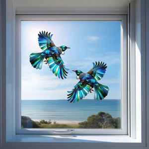 SPECIAL - Stained glass look TWIN Tui decal 30 X 30cm each