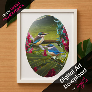 SPECIAL LIMITED RELEASE - DIGITAL DOWNLOAD 'Harmony' Kingfisher oval art A4