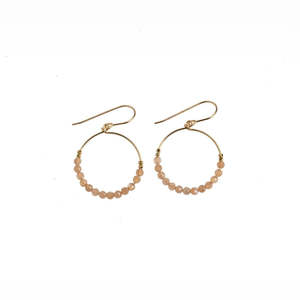 50 100: Peach Moonstone HAHEI Hoop Earrings