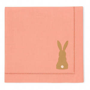 Easter Bunny – 100% Linen Embroidered Dinner Napkin (Sold Individually)