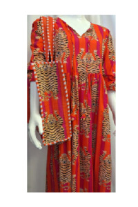 Dresses: Tiger Print Dress - Orange and Hot Pink
