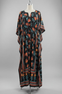 Anokhi Tie Kaftan - Black  with red and teal